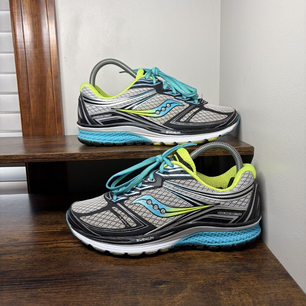 Size 7.5 Womens - Saucony Guide 9 Running Shoes Grey/Blue/Green